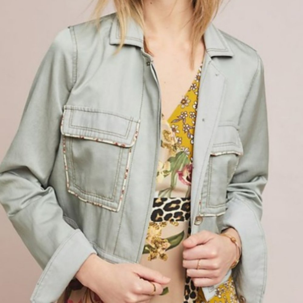 Anthropologie Piped Trucker Jacket - Small